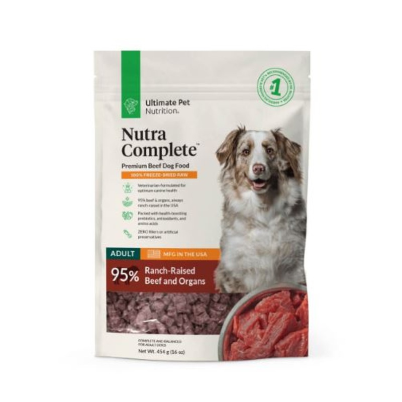 Ultimate Pet Nutrition Nutra Complete Premium Beef 100% Freeze-Dried Raw Dog Food 16 oz