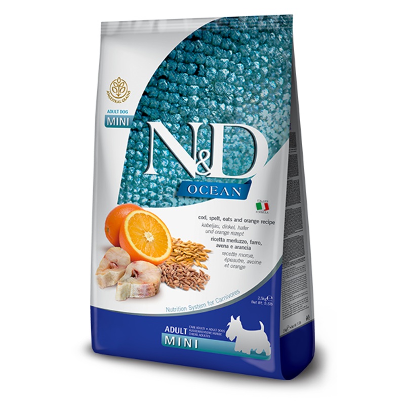 Farmina N&D Cod, Spelt, Oats & Orange Adult Mini Dry Dog Food – 15.4lb