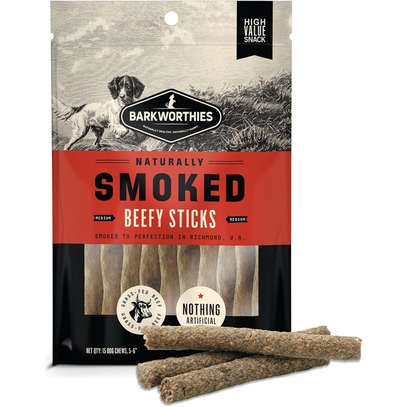 Barkworthies Naturally Smoked Beefy Sticks Dog Chews