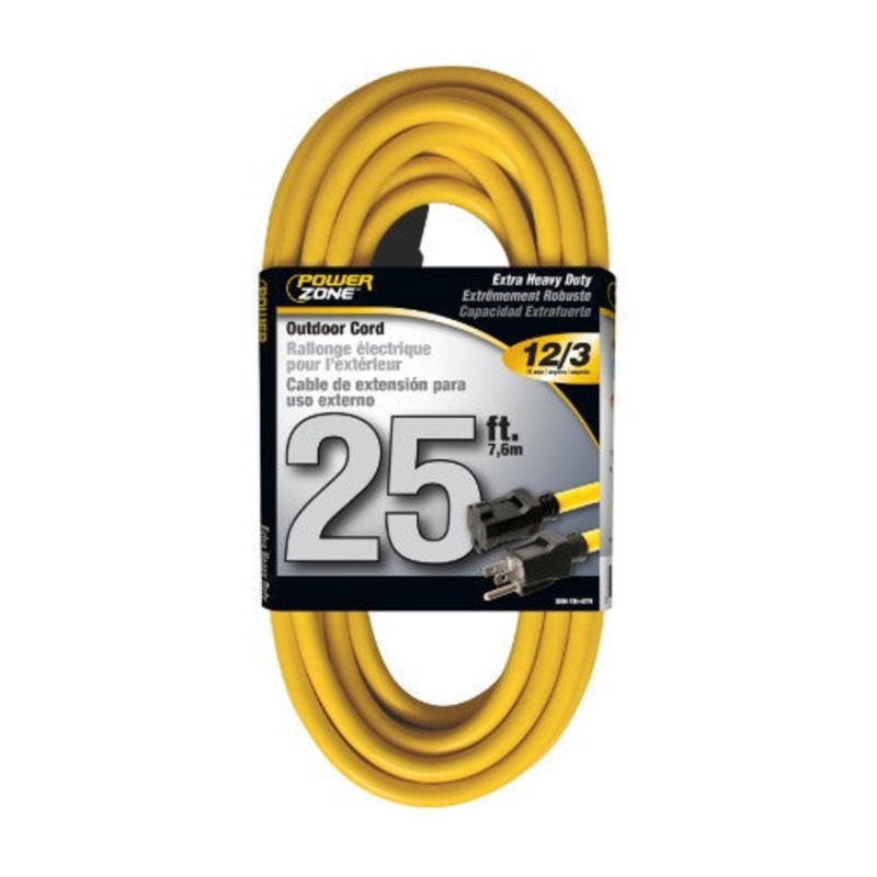 Power Zone Extension Cord 12/3 12/3 x 25′ L Yellow
