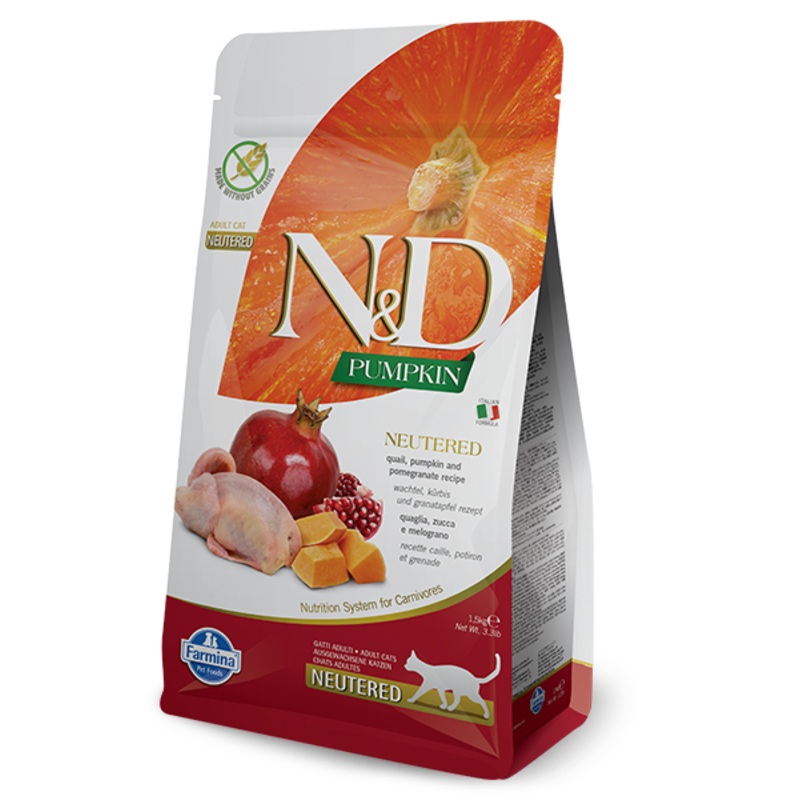 Farmina N&D Cat GF Pumpkin Quail Adult Neutered (11lb)