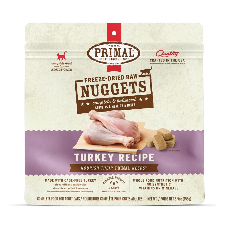 Primal Freeze-Dried Raw Nuggets Cat Food Turkey Recipe 5.5 oz