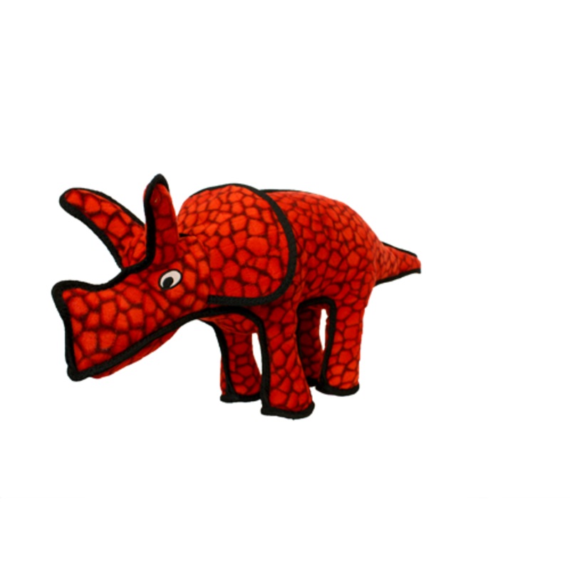 Tuffy Dinosaur Series Dog Toy Triceratops Red 29 in