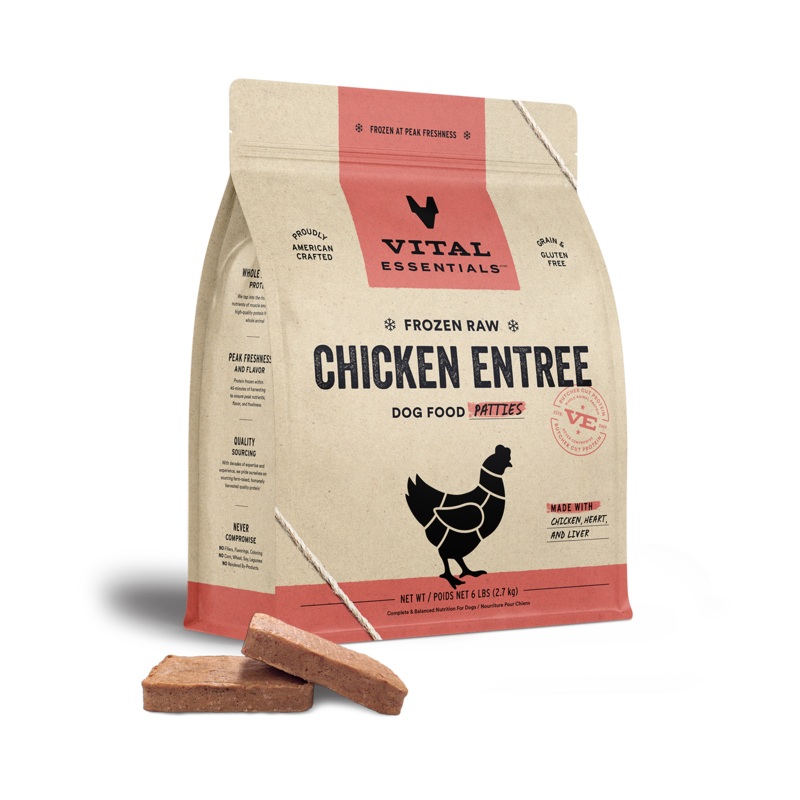 Vital Essentials Frozen Raw Chicken Entree Dog Food Patties