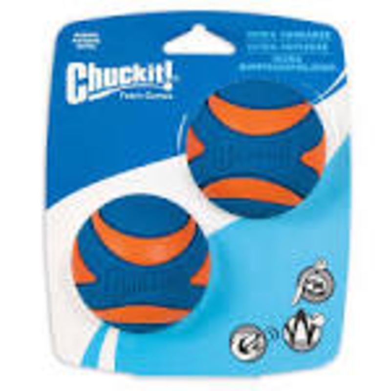 Chuckit Launcher CompUltra Squeaker Ball Medium 2pk 6.5cm-1
