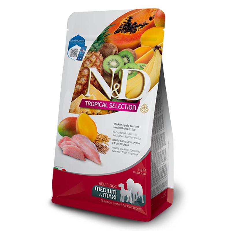 Farmina N&D Tropical Selection Canine Chicken, Spelt, Oats And Tropical Fruits Adult Medium & Maxi 22 lb