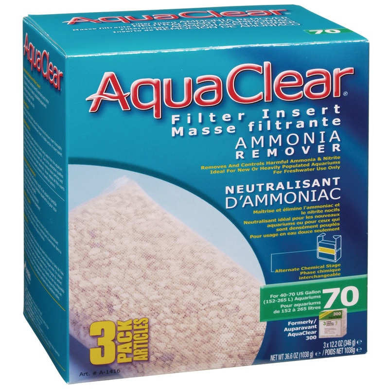 Fluval AquaClear 70 Backfilter Ammonia Remover 3/pk