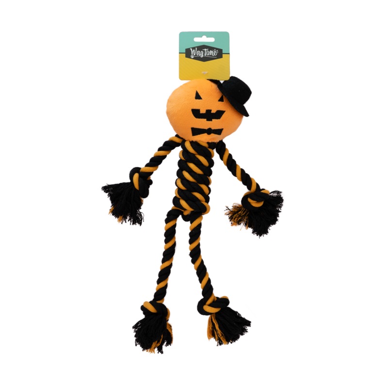 WagTime Scaries Pumpkin Rope Toy 45cm