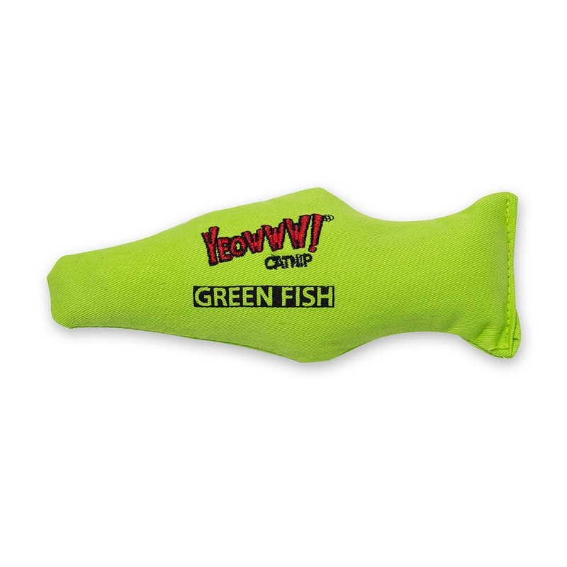 Ducky World Yeowww! Fish Catnip Toys Green Color 7 Inch
