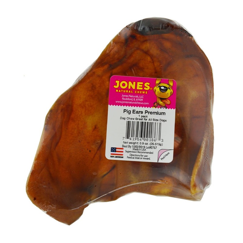 Jones Natural Chews Premium Pig Ears Dog Chews Pack of 1