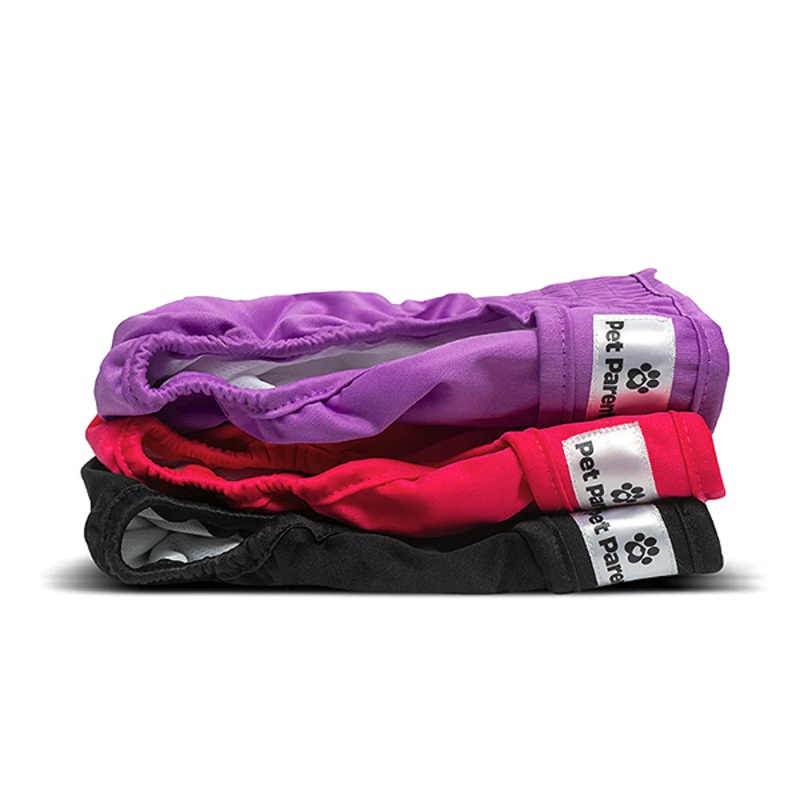 Premium Washable Male & Female Dog Diapers Princess 3-Pack Purple, Pink & Black XS ( 4 in – 10 in Waist )