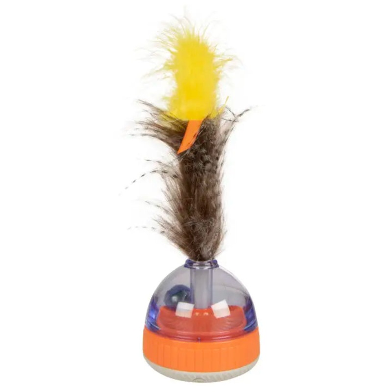 SmartyKat Instincts Swirl ‘N Spin Electronic Spinning Light Cat Toy with Feathers & Ribbons