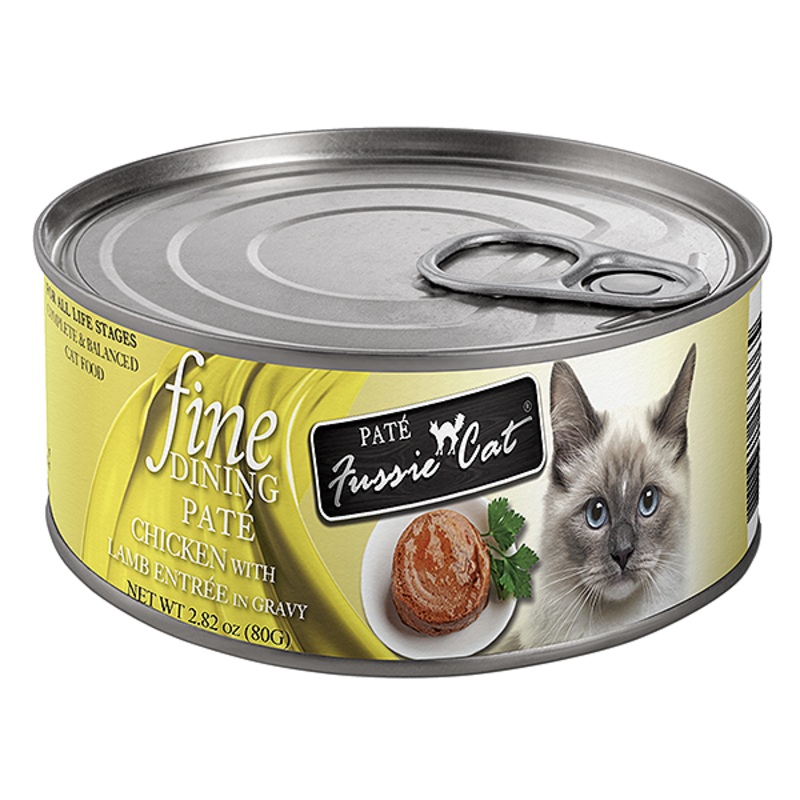Fine Dining Pat Chicken with Lamb Entre in Gravy Grain-Free Wet Canned Cat Food 2.82 oz cans, case of 24