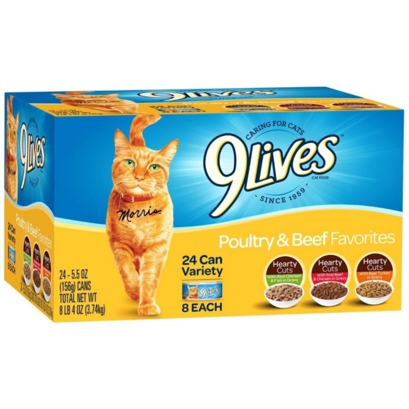 9 Lives Poultry and Beef Favorites Variety Pack Canned Cat Food