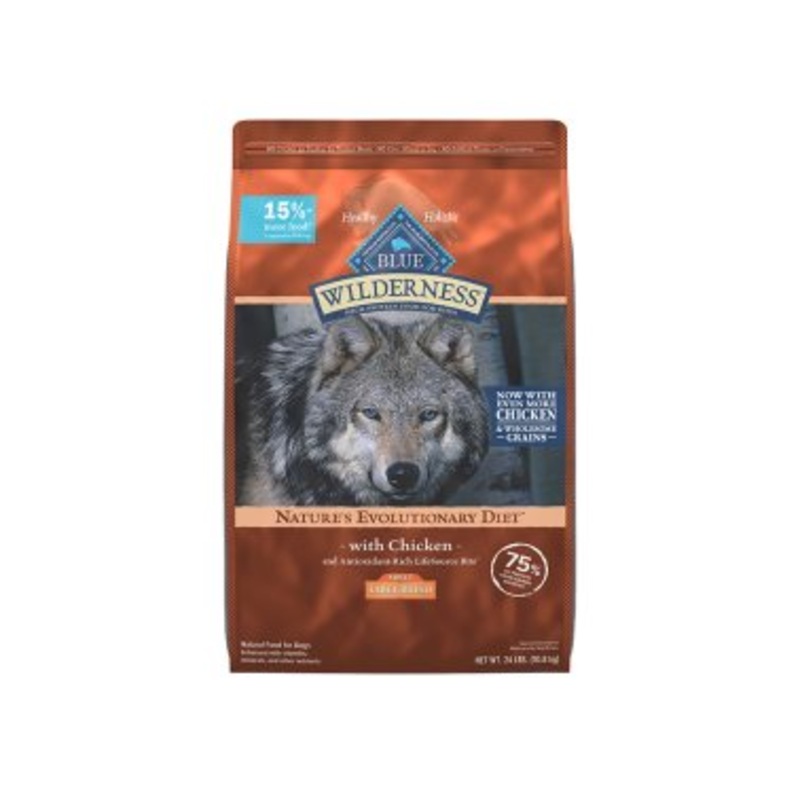 Blue Buffalo Wilderness plus Wholesome Grains High Protein Large Breed Adult Dry Dog Food Chicken 24 lb