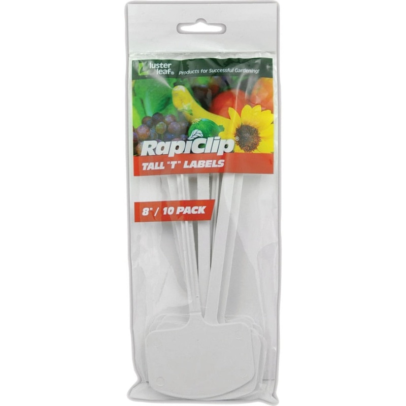 LUSTER LEAF RAPICLIP PLASTIC TALL T LABELS 8 IN-10 PK WHITE