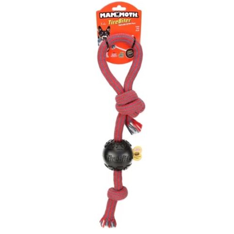 Mammoth TireBiter Ball with Extra Pull Tug Dog Toy