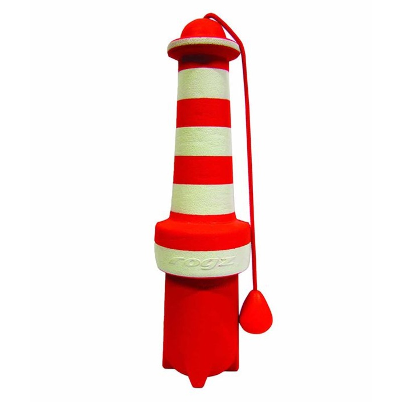 Rogz Lighthouse Fetch Dog Toy – RED/WH 24CM