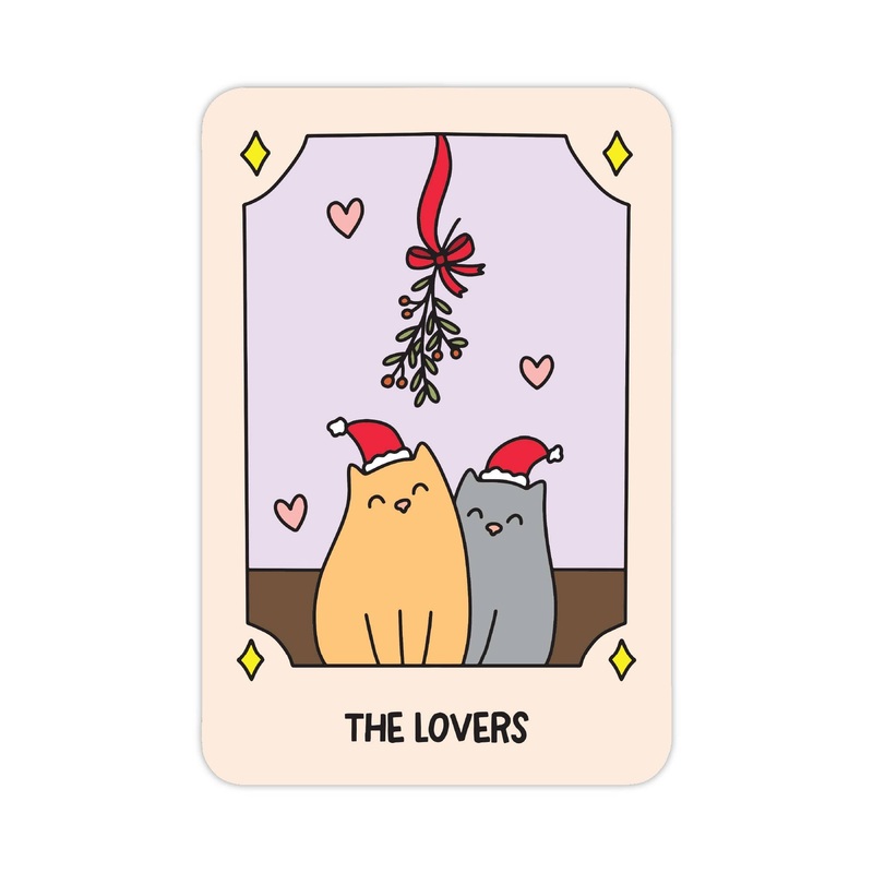 The Lovers Christmas Tarot Card Vinyl Sticker