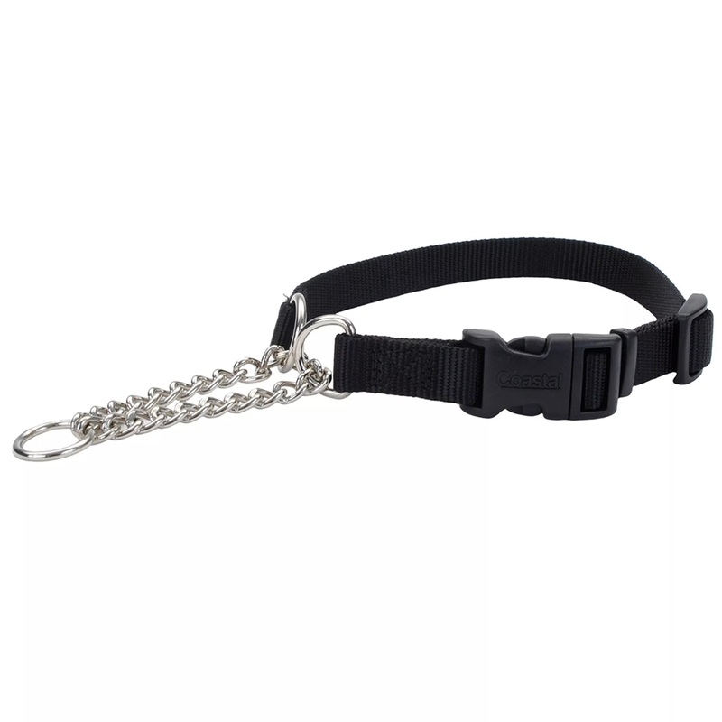 Coastal Adjustable Martingale Check Training Black With Buckle Dog Collar 11 – 15 INCH