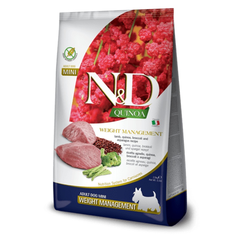Farmina N&D Quinoa Grain Free Lamb & Broccoli Weight Management Mini Dry Dog Food 5.5 lb