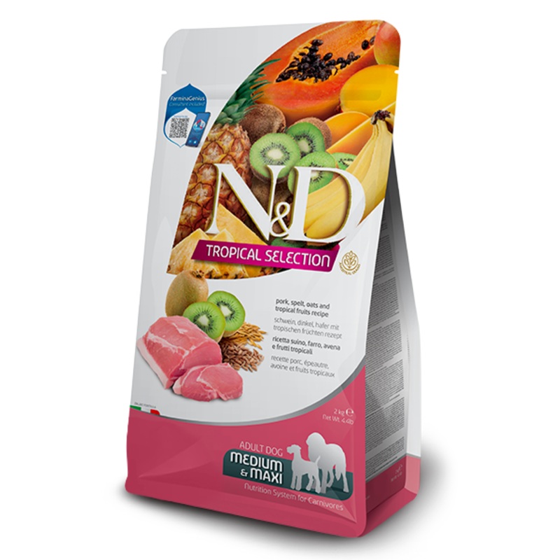 Farmina N&D Tropical Selection Canine Pork, Spelt, Oats and Tropical Fruits Adult Medium & Maxi 4.4 Lb