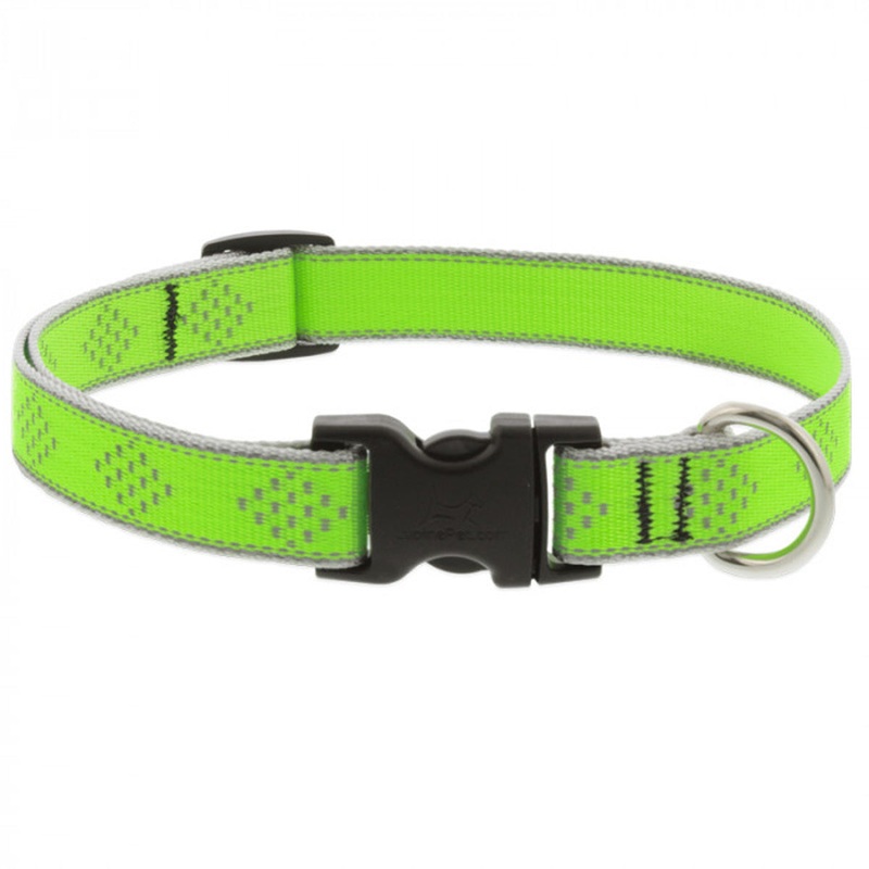 Lupine Adjustable Dog Collar 3/4″ Wide X 15″-25″ Neck Size High Lights Green Diamond