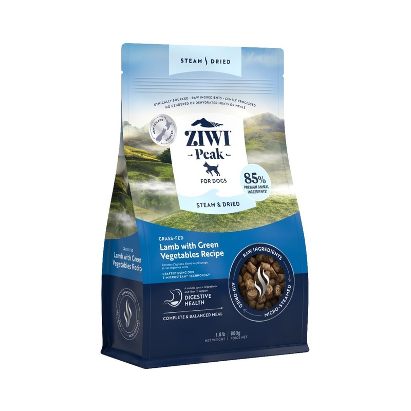 ZIWI Peak Steam & Dried Grass-Fed Lamb with Green Vegetables Recipe Dry Dog Food – 800g