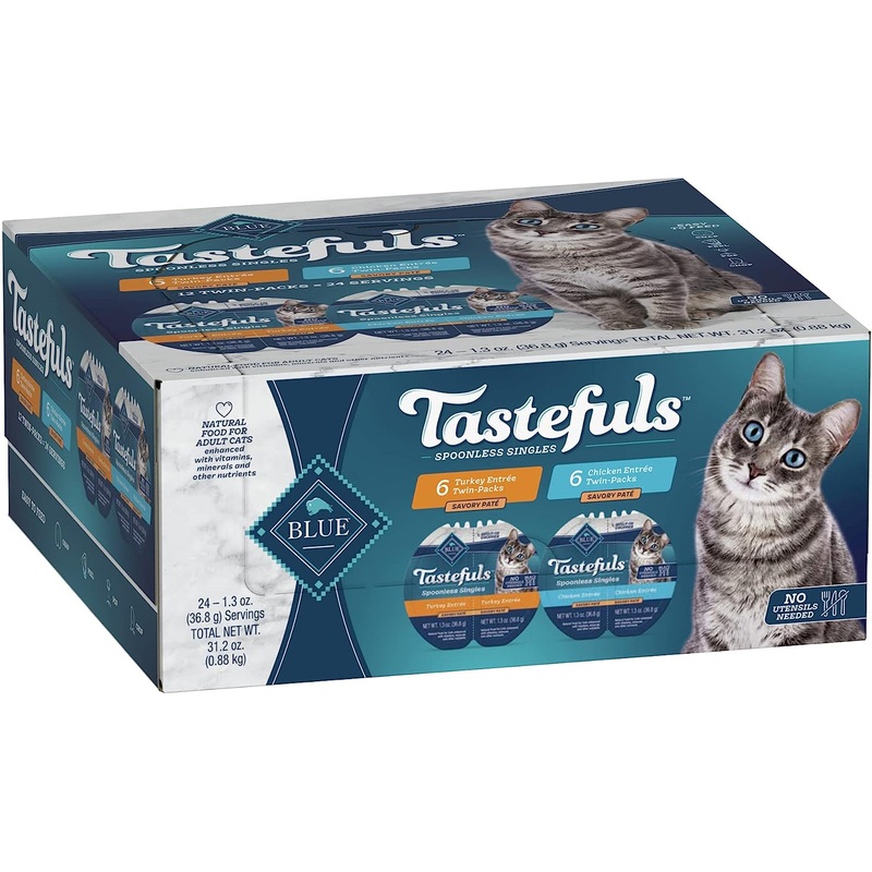 Blue Buffalo Tastefuls Spoonless Singles Adult Cat Canned Food Variety Pack (Chicken & Turkey) (2.6 oz) [12 count]