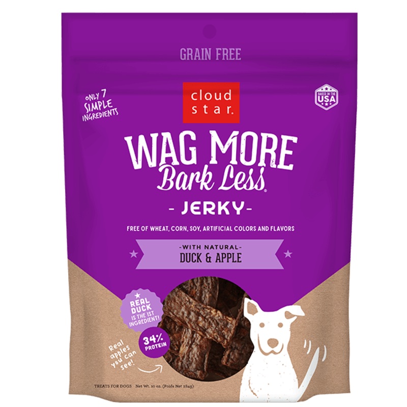 Cloud Star Wag More Bark Less Jerky: Duck & Apple Dog Treats 10-oz