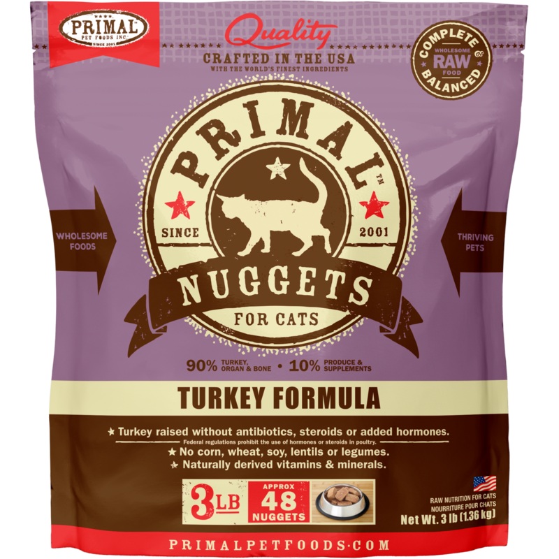 Feline Raw Frozen Nuggets (Turkey) 3 lb.