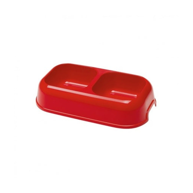 Ferplast Plastic Double Bowl – PARTY 16 – 26.5 x 15 x h 5.6 cm – 750ml