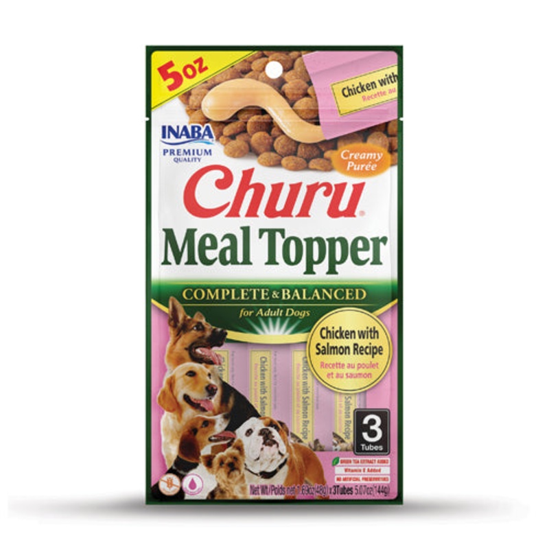 Inaba Dog Churu Meal Topper Chicken with Salmon Recipe 5oz 3 Pack