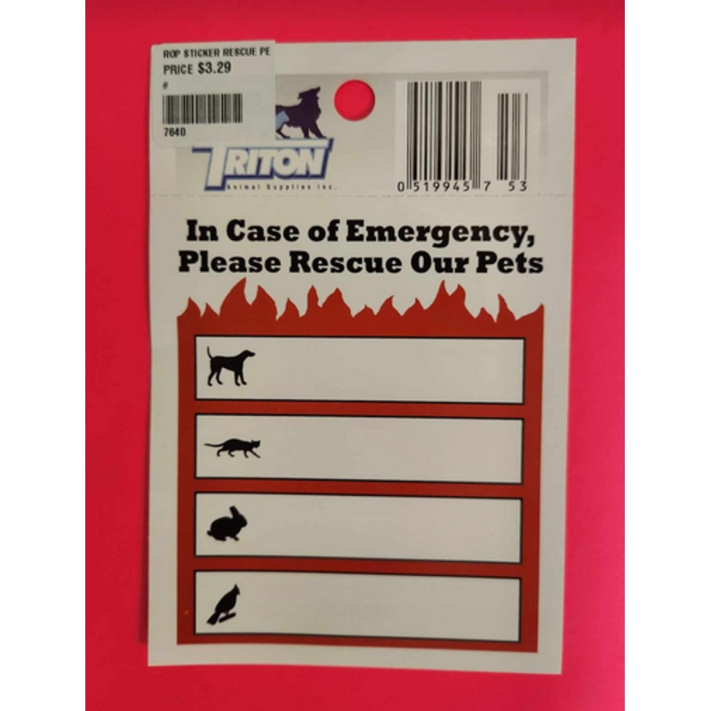 Rescue Our Pets Sticker | Triton Animal Supplies