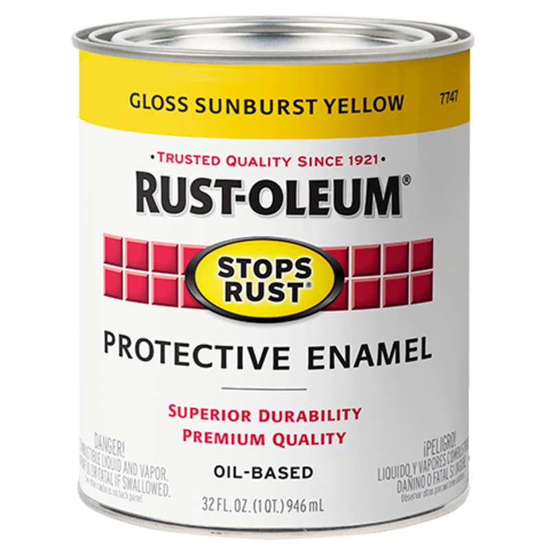 Rust-Oleum Protective Enamel Brush-On Paint Gloss Sunburst Yellow Quart Gloss Sunburst Yellow