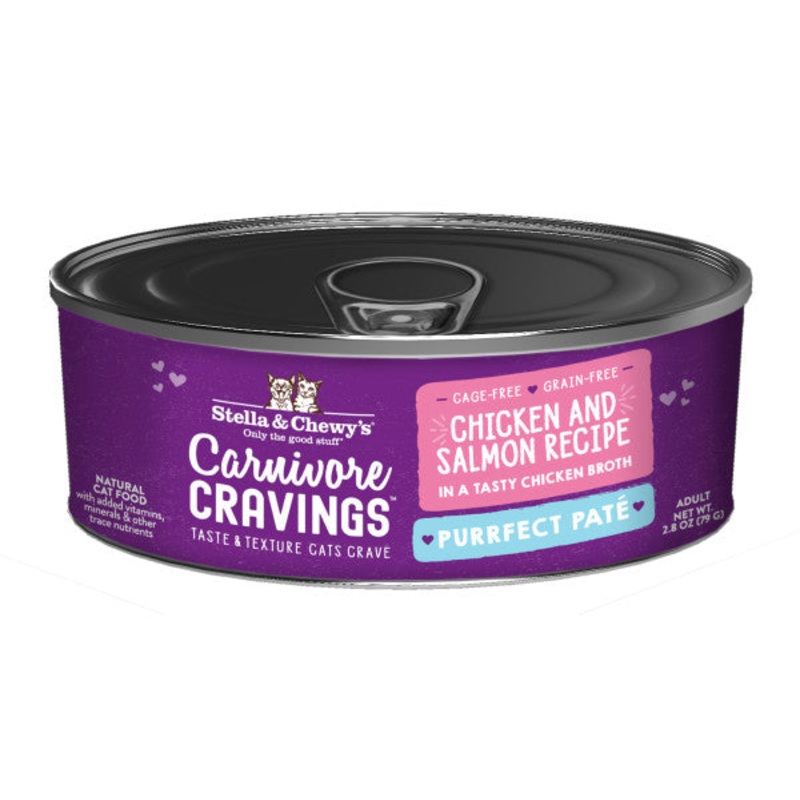 Stella & Chewy’s Carnivore Cravings Purrfect Pate Chicken & Salmon Pate Recipe in Broth – 2.8 Ounce Can