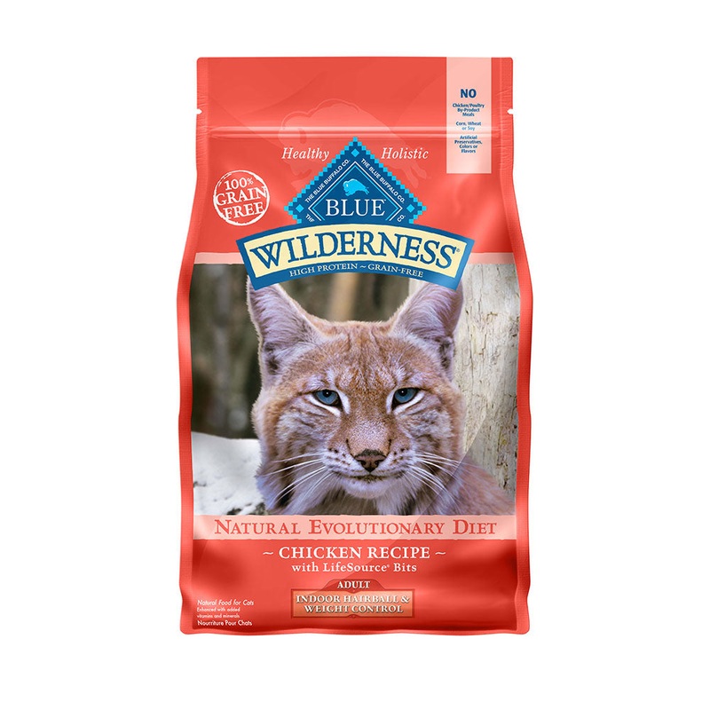 Blue Buffalo Wilderness Natural Evolutionary Diet Indoor Hairball & Weight Control Grain Free Chicken Recipe Adult Cat Food 5 Lbs