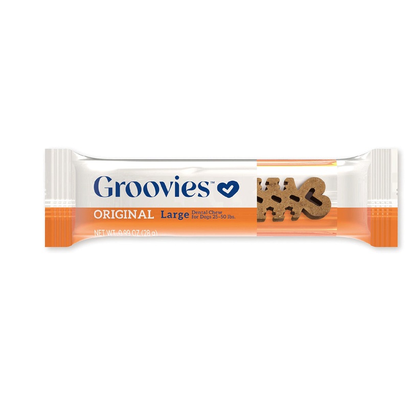 Groovies Dog Dental Chew Large Each – For Dogs 25-50 lb