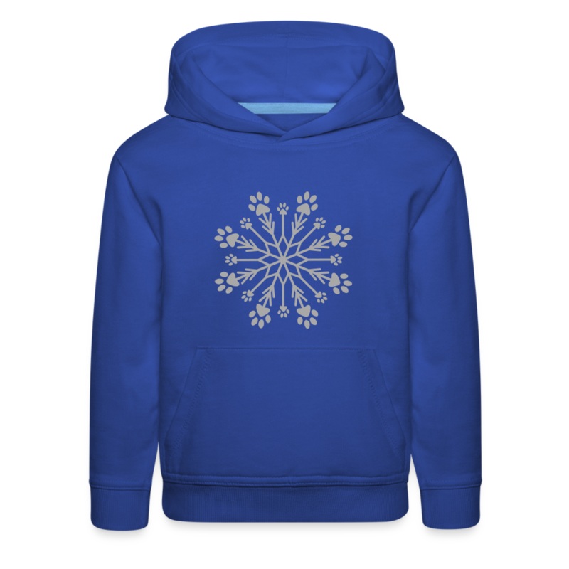 Paw Snowflake Sparkle Print Kids Premium Hoodie royal blue Youth S