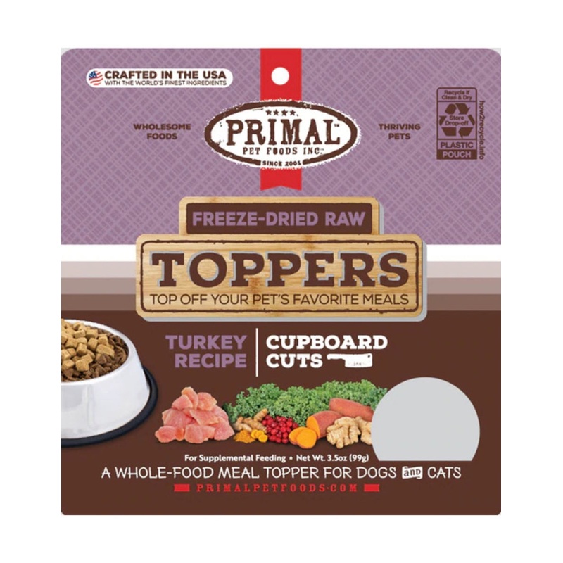 Primal Turkey Freeze Dried Cupboard Cuts Toppers Pet Food – 18 oz