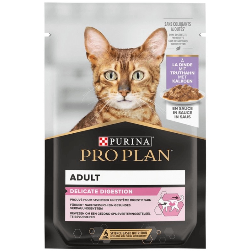 Purina Pro Plan Delicate Digestion Wet Cat Food, Turkey in Gravy, 85g 1 Pouch