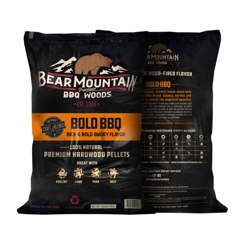 Bear Mountain Premium BBQ Woods Bold BBQ Craft Blends Wood Pellets 20 Lbs