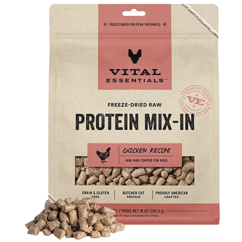 Chicken Protein Mix-In Crunchy Mini Nibs Freeze-Dried Grain-Free Dog Food 18oz
