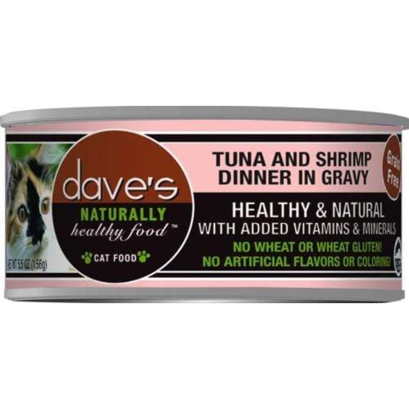 Dave’s Naturally Healthy Tuna and Shrimp in Gravy Canned Cat Food 5.5 oz