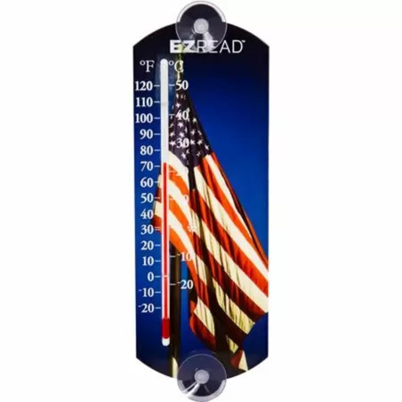 Headwind Consumer Products 10″ Indoor/Outdoor Window Thermometer – American Flag Blue