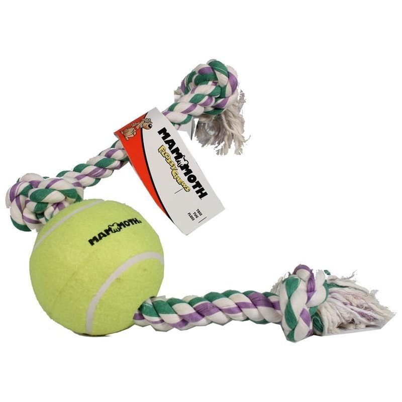 MAMMOTH FLOSSY CHEWS ROPE TUG W/6IN TENNIS BALL 36 IN MULTI