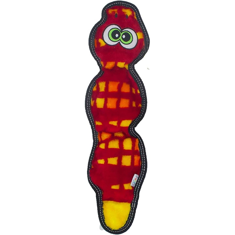 Outward Hound Tough Seamz Snake Plush Dog Toy 4 Squeakers