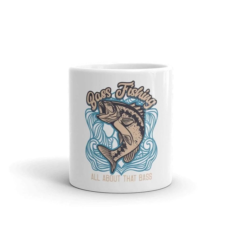 White glossy Base Fishing mug 11oz