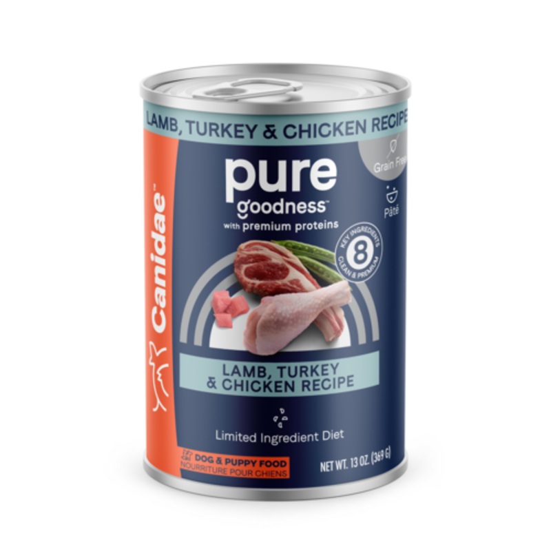 Canidae Grain Free Pure Lamb, Turkey & Chicken Wet Dog Food 12.5-oz, case of 12 cans