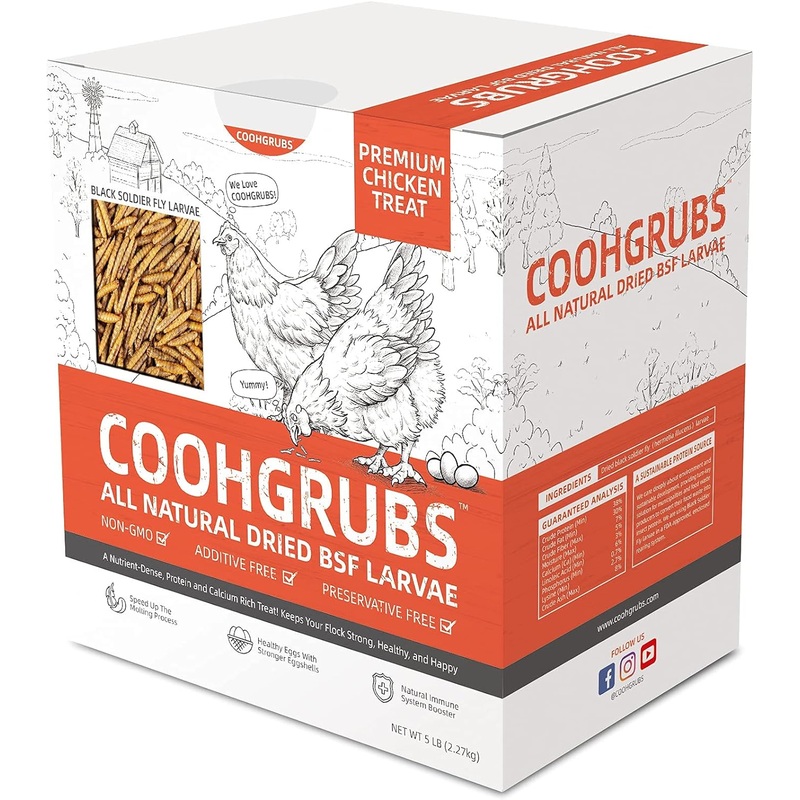 COOHGRUBS Dried Black Soldier Fly Larvae Chicken Treats, 5 lbs